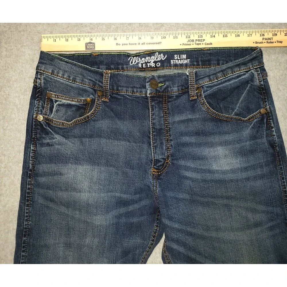 Wrangler Retro Jeans Mens Medium Wash Size‎ 36x32 Slim Straight Western Cowboy - Picture 3 of 9